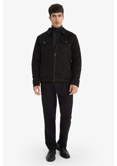 Defacto Slim Fit İç Cepli Süet Mevsimlik Baharlık Siyah Erkek Mont A3254ax/bk27 Siyah