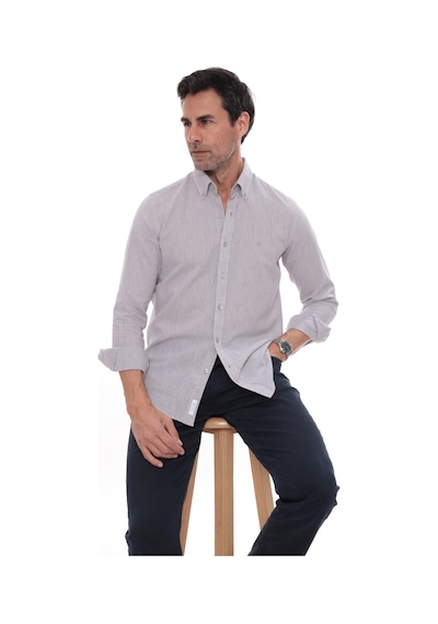 Slim Fit Uzun Kol Yaka Düğmeli Nefes Alan Keten Hediye Kutulu Erkek Gömlek Fs-004548 - Gri-3243 Slim Fit Uzun Kol Yaka Düğmeli Nefes Alan Keten Hediye Kutulu Erkek Gömlek Fs-004548 - Gri-3243
