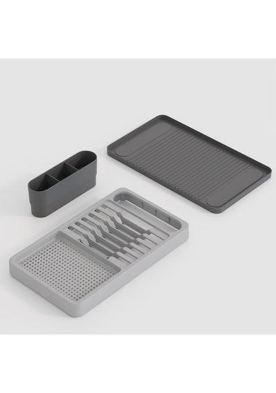 Deconox Aqua Gri Tezgah Üstü Bulaşıklık - Modern Mutfak Organizer