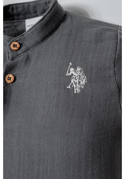 U.S. Polo Assn. Erkek Bebek 2 Li Şort Gömlek Takım Koyu Gri-2256 gri