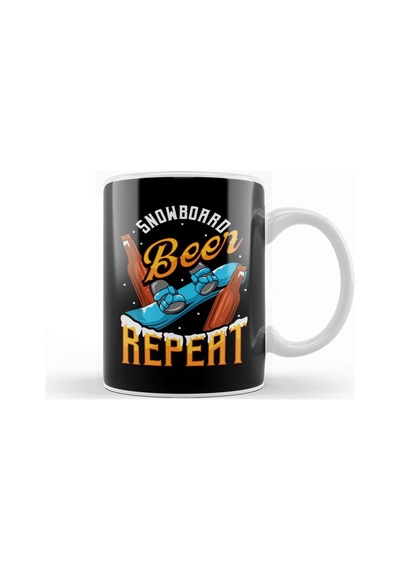 Funny Snowboard Beer Repeat Snowboarding Kupa Bardak Porselen Karışık