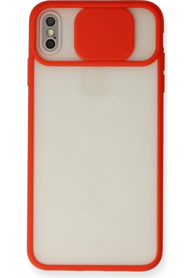 Newface Apple Apple iPhone Uyumlu  X Kılıf Palm Buzlu Kamera Sürgülü Silikon - Kırmızı