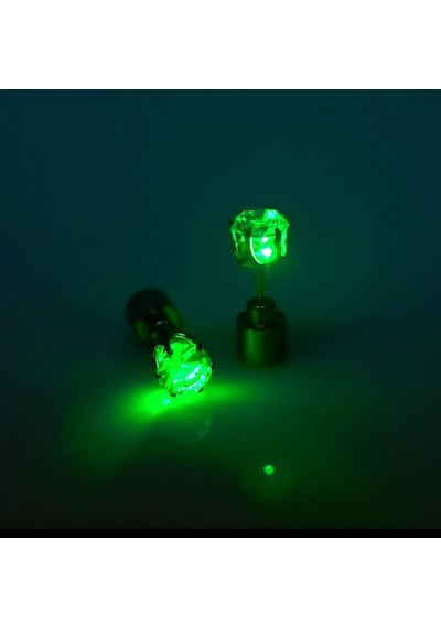 Led Işıklı Kristal Küpe Yeşil