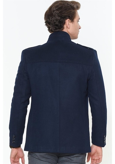 Plt8378 Dewberry Erkek Palto-Düz Lacivert-Düz Lacivert