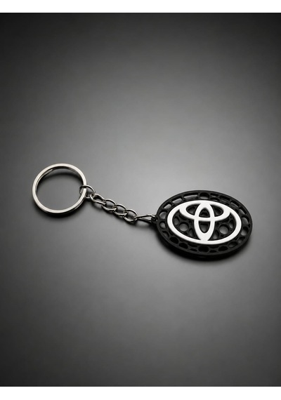 Toyota Logolu Anahtarlık Otomobil Anahtarlığı Siyah Beyaz
