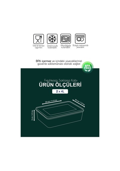 10'lu Saklama Kabı 4 Litre Derin Dondurucu Mikrodalga Uyumlu Ekru