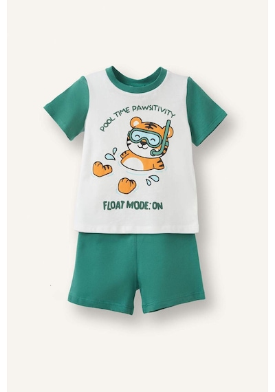 Defacto Baskılı Kısa Kollu Üst Şort Alt 2li Pijama Takımı Erkek Bebek H8217a526hser105 Ekru-er105