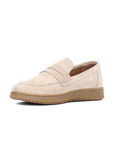 Kadın Bej Süet Deri Loafer