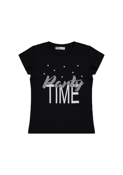 Civil Girls Party Time Baskılı 6-9 Yaş Tişört - Siyah
