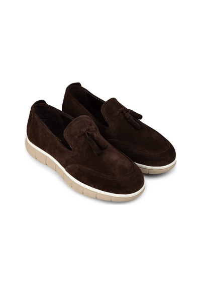 Deery Erkek Kahverengi Hakiki Süet Püsküllü Loafer - 02048mkhve02