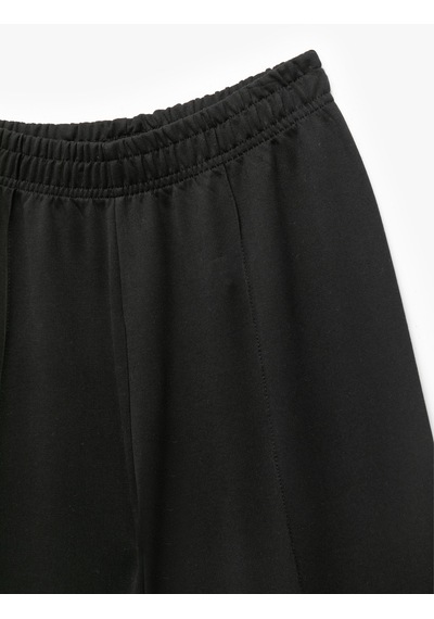 Koton Pamuklu Beli Lastikli Geniş Paça Pantolon Siyah 6wkg40071ak Siyah