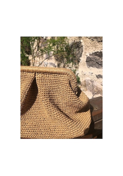 Hobilanka El Yapımı Hasır Gizli Burslu Clutch Portföy Çanta