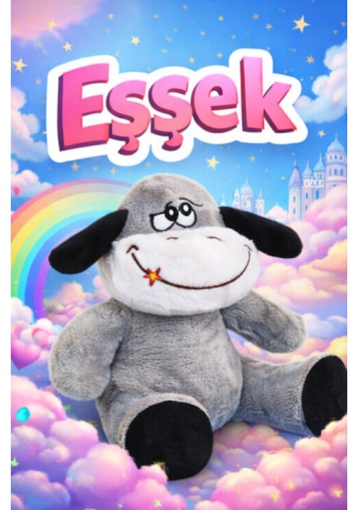 Sevimli Peluş Eşek Oyuncak Gri