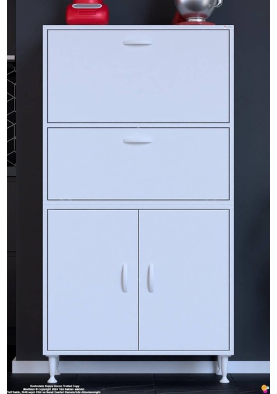 Vento 70 Cm Çok Amaçlı Mutfak Kiler Dolabı Üst Kapaklı Banyo Ayakkabılık Boy Mutfak Dolabı 70x150x32 Beyaz