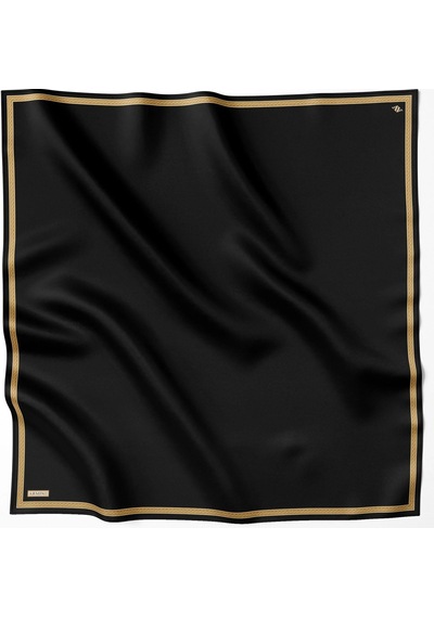 Armine İpek Eşarp 2025 Kış - 9261-02 Siyah Gold Twill Siyah Gold