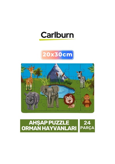 Özel Üretim Eğitici Zeka Geliştirici Öğretici Ahşap Puzzle Orman Hayvanları - 24 Parça