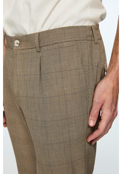 Morven Erkek Kahve Poliviskon Trend Ekoseli Slim Fit Pantolon 26ms003026400 Kahve