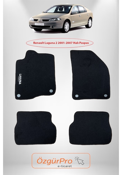 Rizline Renault Laguna 2 2001-2007 Klipsli Halı Paspas Siyah