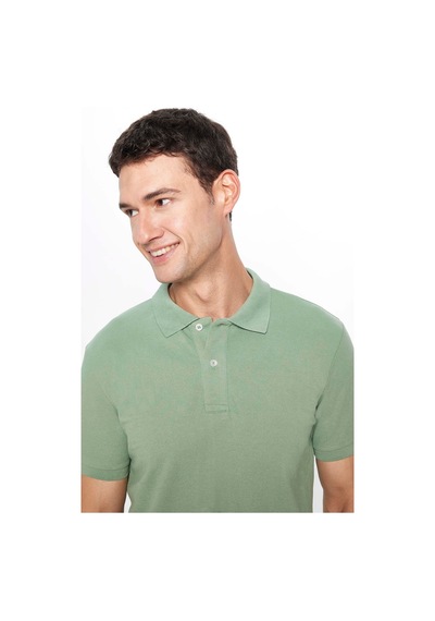 Tudors Erkek Slim Fit Dar Kesim Pamuklu Yumuşak Doku Nefes Alan Kumaş Kıvrılmaz Yaka Haki Polo Yaka Tişört-31625-haki Haki
