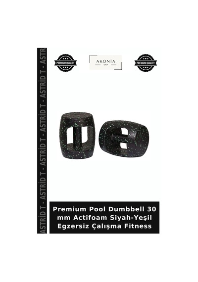 Premium Pool Dumbbell 30 Mm Actifoam Siyah-yeşil Egzersiz Çalışma Fitness Siyah - Yeşil