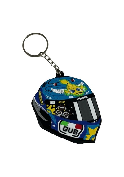 Mini Silikon Kask Anahtarlık - Mavi-sarı Çok Renkli