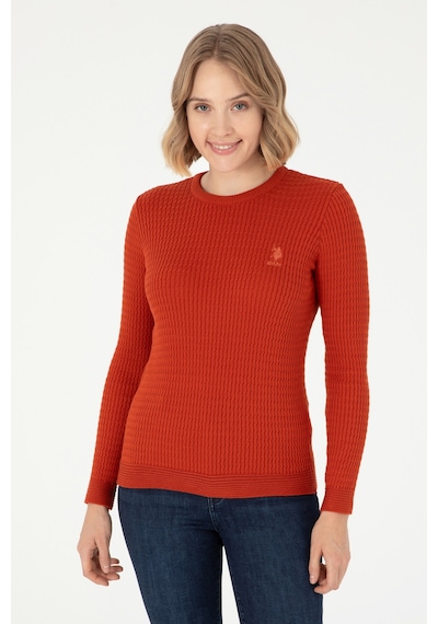 U.S. Polo Assn. Kadın Kiremit Bisiklet Yaka Kazak 50288979-VR031 U.S. Polo Assn. Kadın Kiremit Bisiklet Yaka Kazak 50288979-VR031