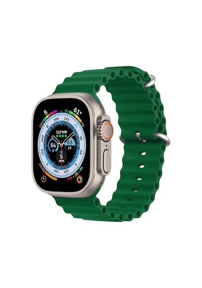 Microsonic Apple Uyumlu  Watch Series 7 41mm Kordon Ocean Band Yeşil