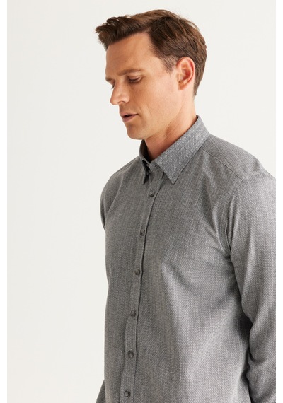AC&Co / Altınyıldız Classics Erkek Sıyah Slim Fit Dar Kesim Gizli Düğmeli Yaka Pamuklu Armürlü Gömlek Siyah AC&Co / Altınyıldız Classics Erkek Sıyah Slim Fit Dar Kesim Gizli Düğmeli Yaka Pamuklu Armürlü Gömlek Siyah