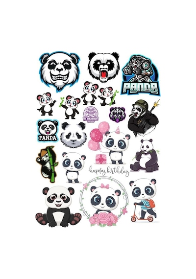 Panda Sticker Set-14 17 Parça Telefon, Tablet, Defter, Laptop Sticker