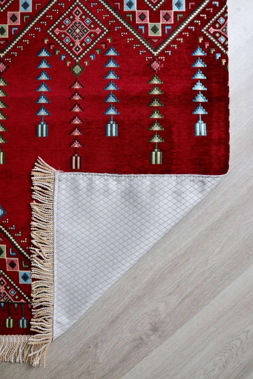 Kilim Desenli Astarlı Lüks Seccade S1020 Krımızı Kırmızı