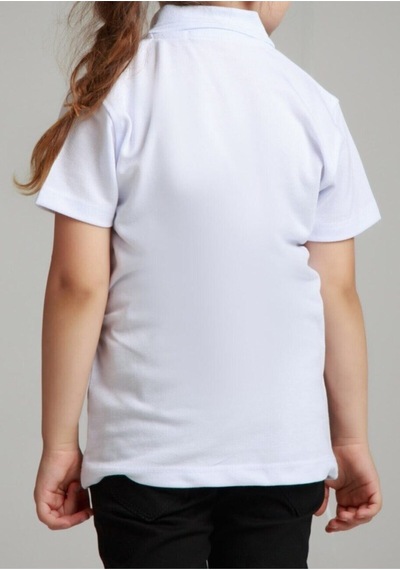 Nacar Store Kız Çocuk Polo Yaka Kısa Kol Okul T-shirt Beyaz