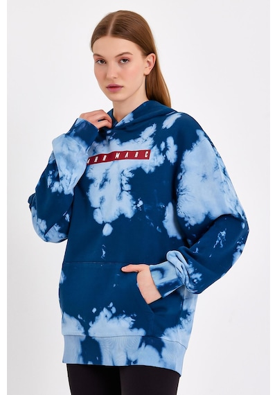 JAHR MARC Batik Yıkamalı Mavi Oversize Sweatshirt - S