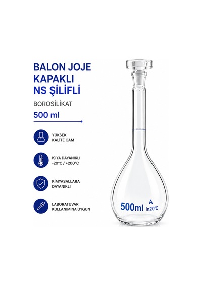 Balon Joje Kapaklı Ns Şilifli Borosilikat 500 Ml