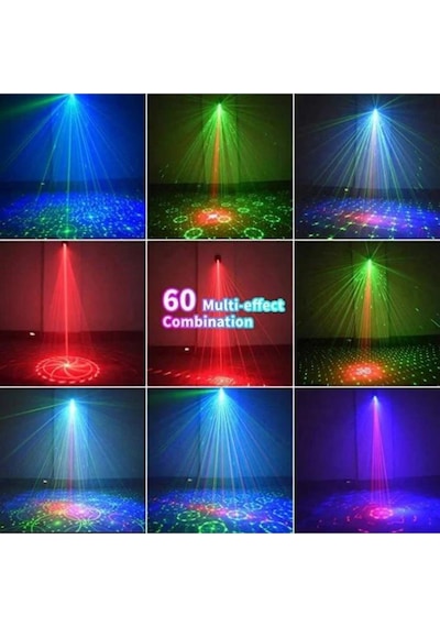 Ginny Disko Led Rgb Lazer Işıklı Led Aydınlatmalı Mini Sahne Ses Kontrollü Parti Işığı Ct-lzr1 Siyah Black