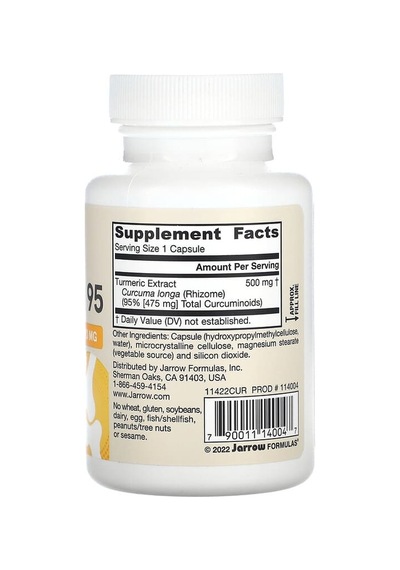 Jarrow Formulas, Curcumin 95, Turmeric Extract, 500 Mg, 60 Veg Capsules