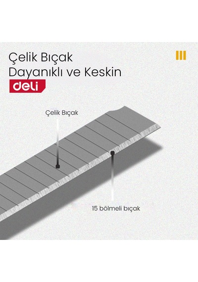 Delı Profesyonel Plastik Saplı Sk5 Çelik 18mm Kırılabilir Maket Bıçağı Absgövdeli