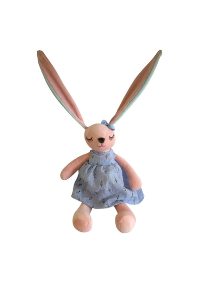 Uzun Kulaklı Tavşan Peluş Oyuncak Sevimli Uyku Oyun Arkadaşı 35 Cm Mavi