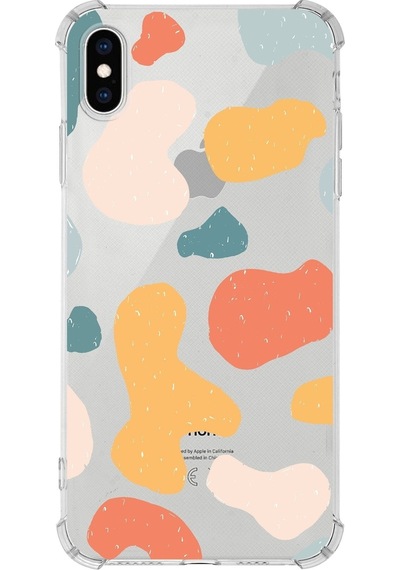 Apple Uyumlu iPhone Xs Max Köşe Korumalı Antişok Kapak Grunge Tasarımlı Şeffaf Kılıf