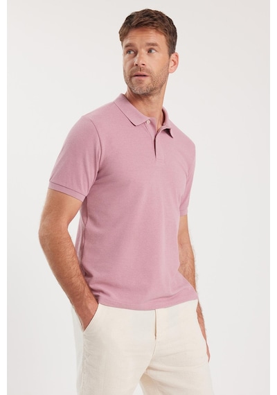 Tudors Erkek Slim Fit Dar Kesim Pamuklu Yumuşak Dokulu Serin Tutan Kumaş Düz Pike Lila Polo Yaka Tişört-33707 Lila