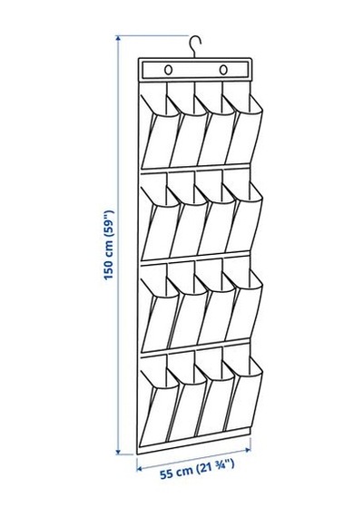 Ikea Skubb Ayakkabı Düzenleyici, Koyu Gri, 16 Cepli