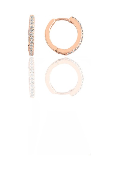 Gümüş Rose Zirkon Taşlı 12 Mm Halka Küpe N11.48444