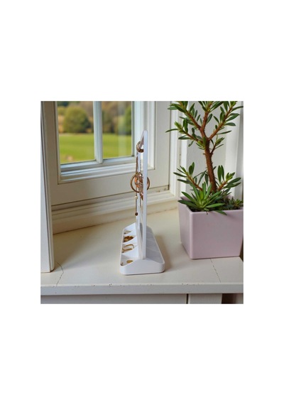 Çok Amaçlı Beyaz Takı Organizeri - Küpe, Kolye Ve Yüzük Standı 200x183x4mm Beyaz