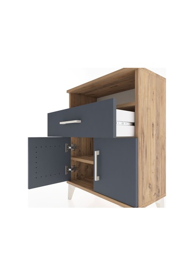 Arges Komodin Tek Raflı 2 Çekmeceli 2 Kapaklı 60x30x80 Çam-an... Çam