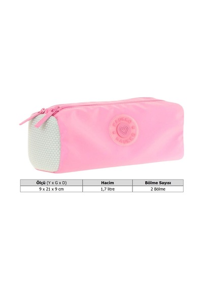 Kaukko İki Bölmeli Kız Çocuk Okul Kalem Çantası - Pembe - K2739 Pembe - Yeşil