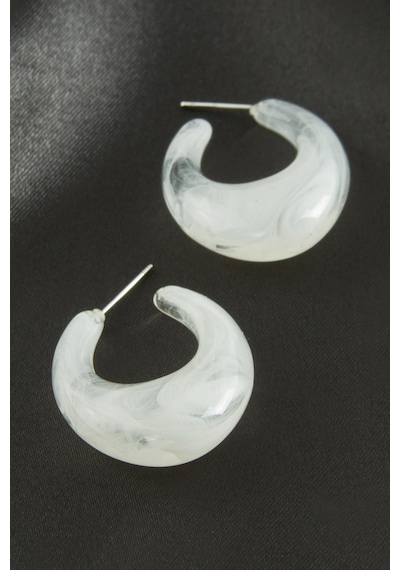 Gld-spt- Oval Plastik Küpe - Beyaz