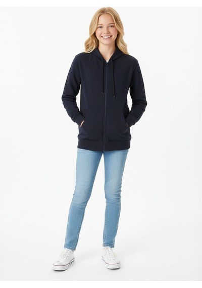 Fermuarlı Kapüşonlu Sweatshirt Lacivert