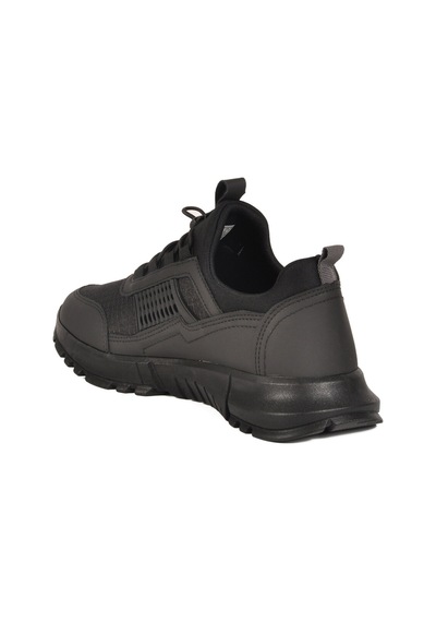 Siyah Hafif Esnek Kilit Bağcıklı Unisex Spor Ayakkabı Nans 6006 G Siyah-siyah