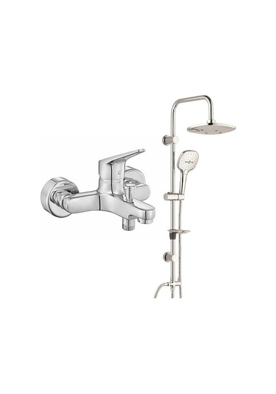 E.c.a. Spylos Banyo Bataryası+t-may Banyo Ayvacık Elips Tepe Duş Takımı Seti - Krom - Paslanmaz