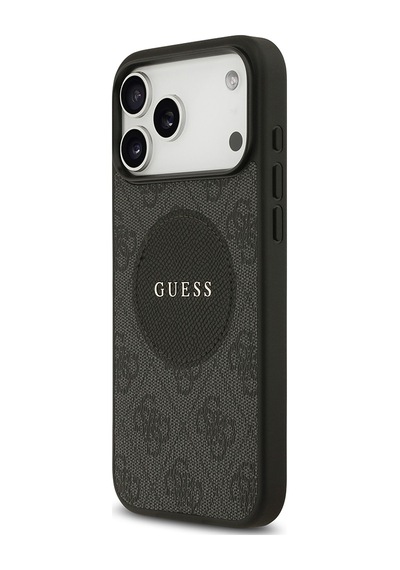 Apple Uyumlu iPhone 17 Pro Max Kılıf Guess Lisanslı M-safeli Yazı Logolu Circle Classic Kapak Siyah Siyah
