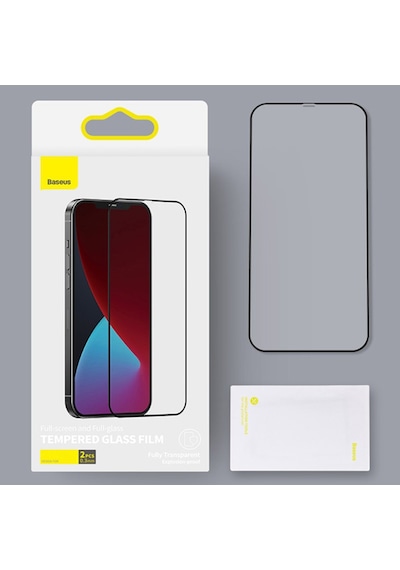 Baseus Apple Uyumlu   iPhone 12 Pro Max Ekran Koruyucu Siyah